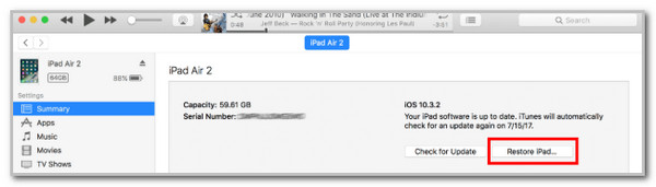 click restore ipad