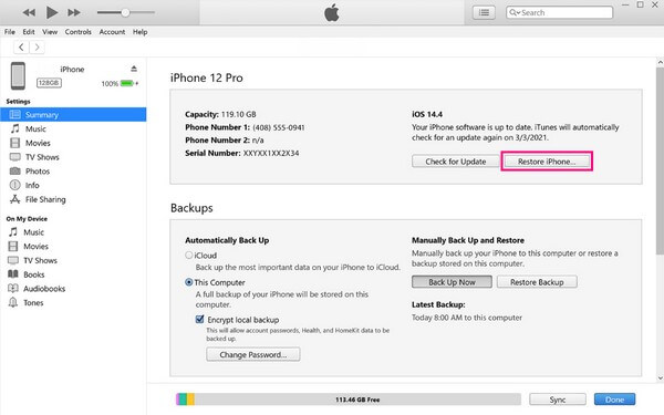 Разблокируйте iPhone с помощью iTunes или Finder