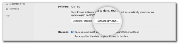click restore iphone