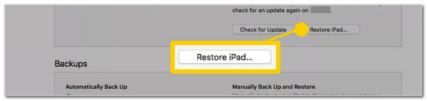click restore ipad