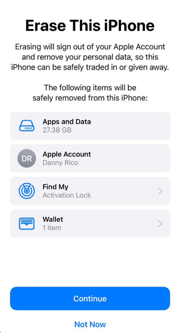 wipe iphone on settings app