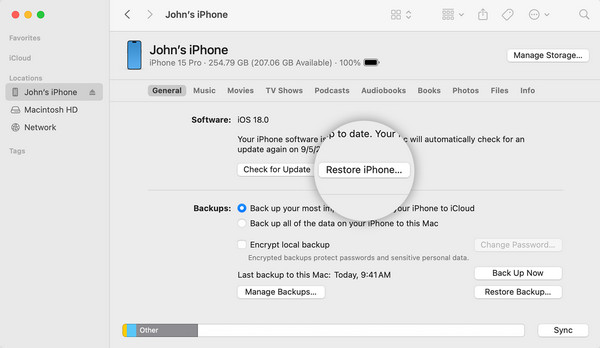 wipe iphone iwth finder or itunes