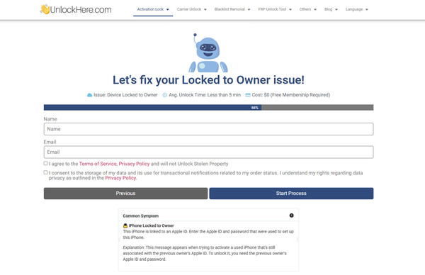unlock icloud via online service