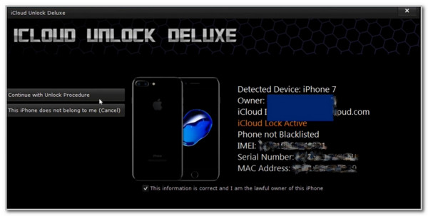 click continue with unlock procedure