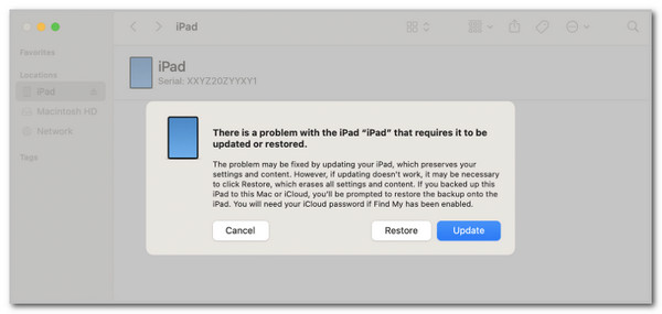 Click Update or Restore Button