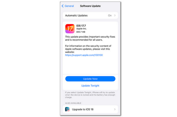 tap update now