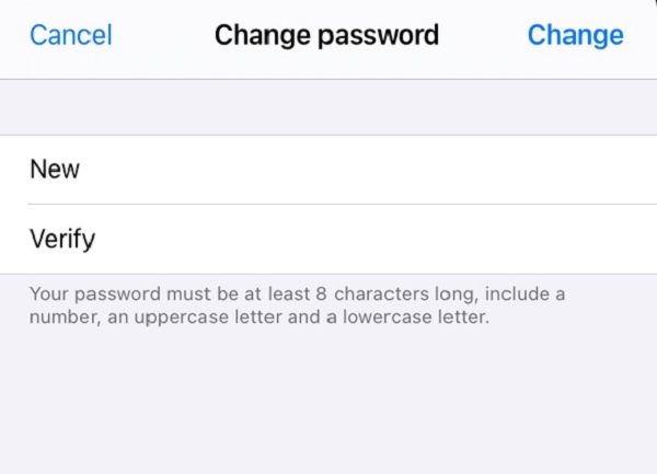 cambia password icloud