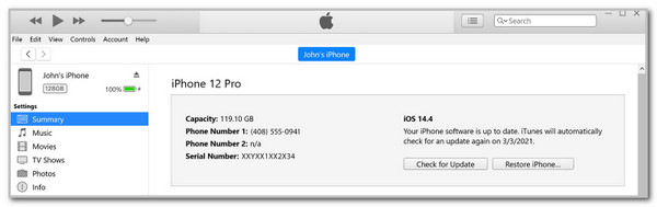 click restore iphone