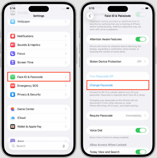 Tap Change Passcode Button
