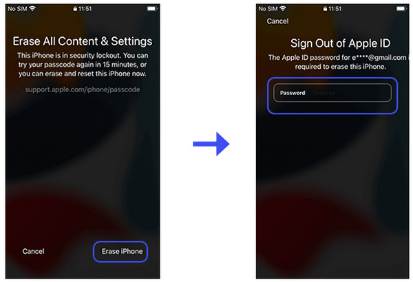 Tap Erase Iphone Button
