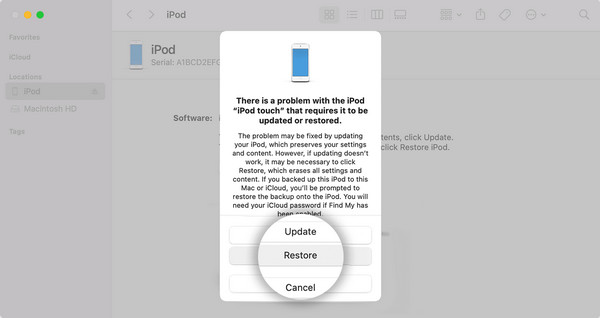 Resolve Disabled iPod Touch Using iTunes Finder