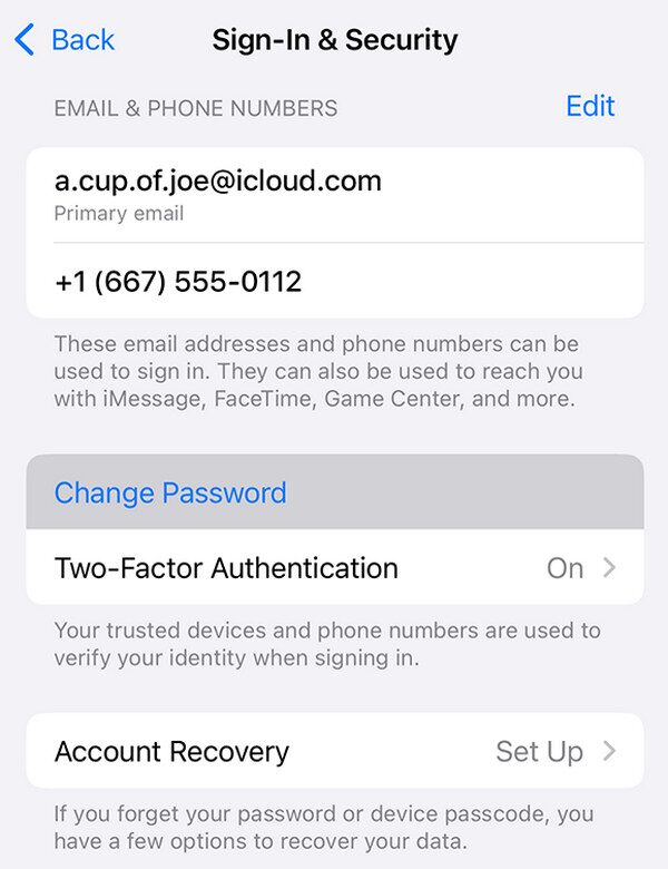 Reset iTunes Password on Device