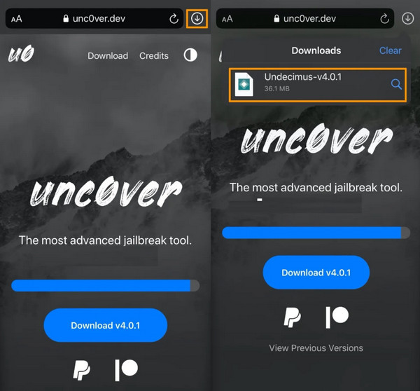 Tap Download Button