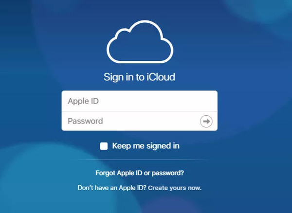 přihlaste se k účtu icloud pomocí hesla Apple ID