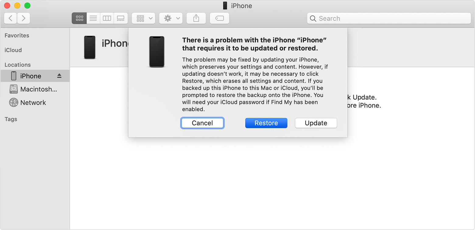 restaurar el iPhone con iTunes