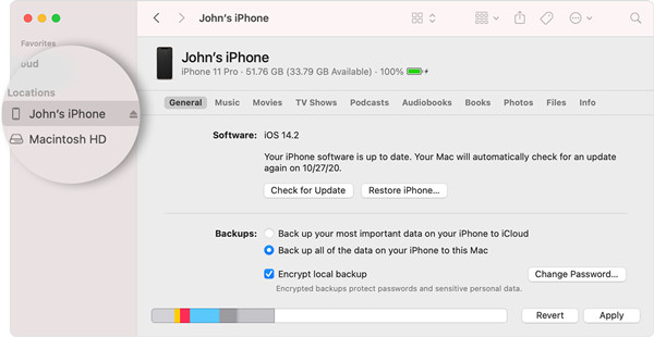 macos finder locate connected device
