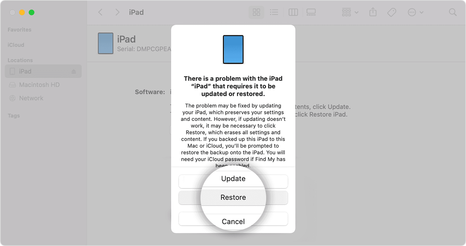 Accedi alla modalità di ripristino dell'iPad per ripristinare l'iPad