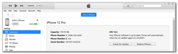 click restore iphone