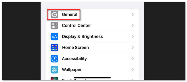 tap general button on ipad settings