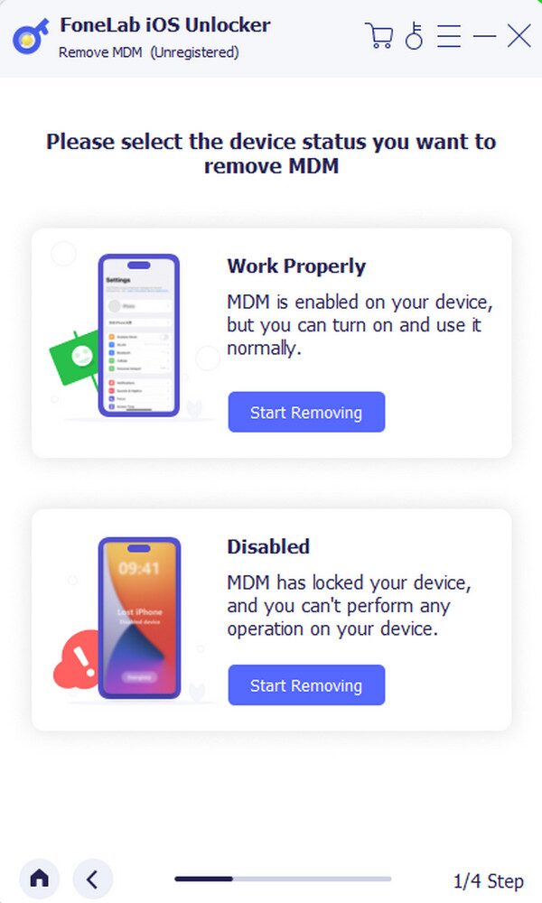 choose start removing