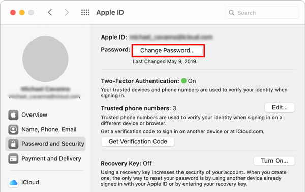 restablecer la contraseña de id de apple en mac