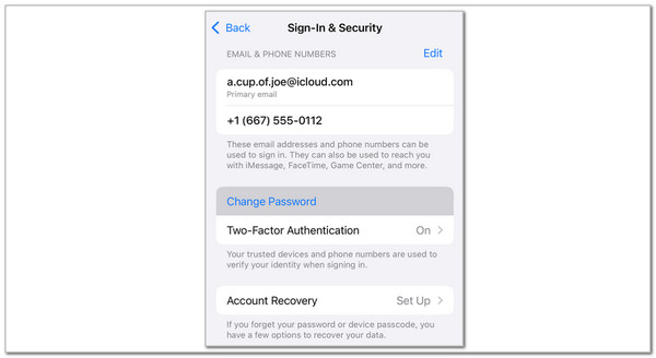 tap change password