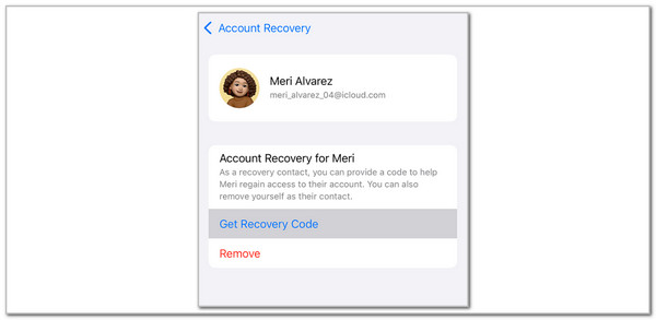 tap get recovery code