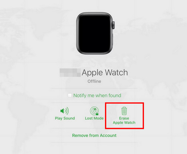 Tap Erase Apple Watch Button