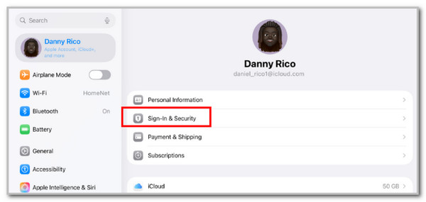 Tap Sign In And Security Button