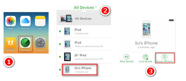 reset iphone with find my iphone