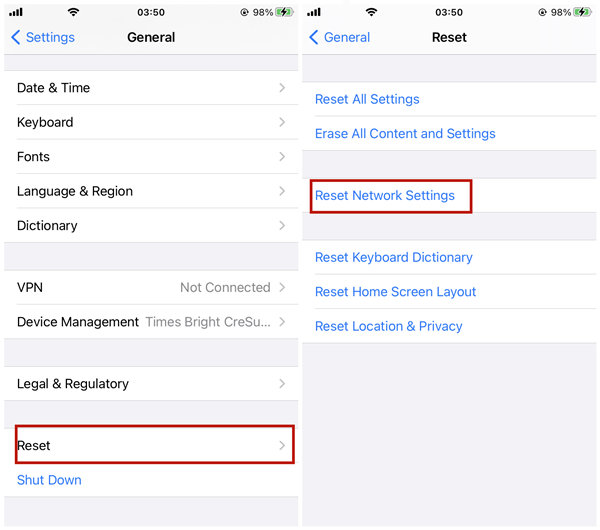 reset network settings