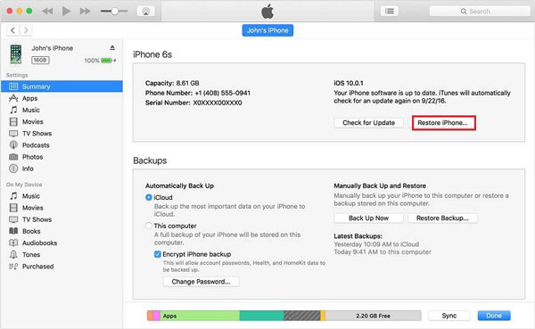 restaurar iphone de itunes