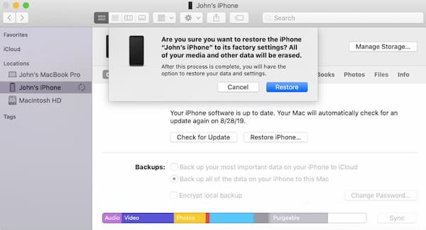 restore iphone mac catalina