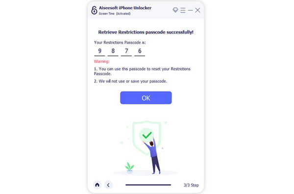 retrieve restrictions passcode successfully