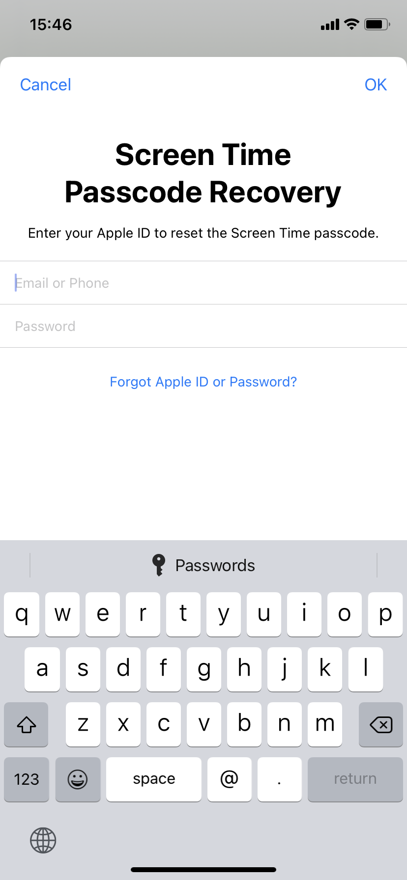 Wiederherstellung des Passcodes für die iPhone-Bildschirmzeit