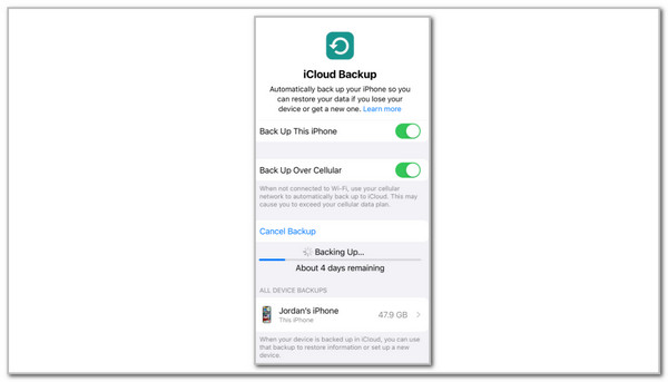 tap cancel backup