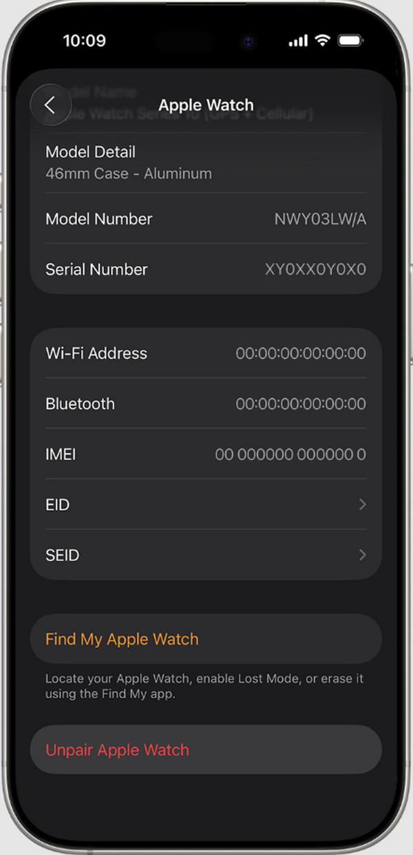 Tap Unpair Apple Watch