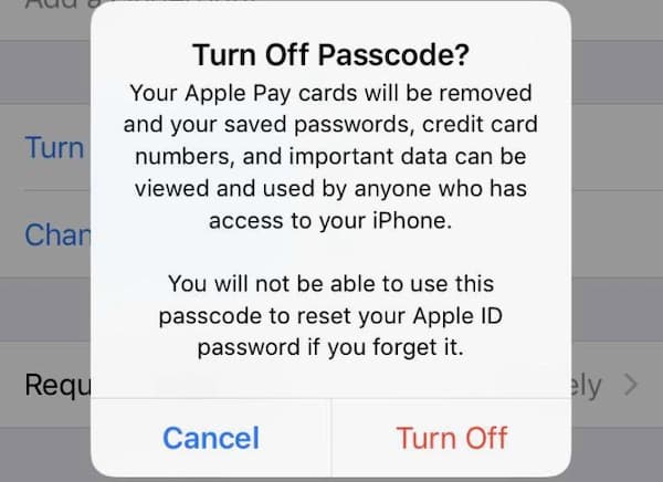 apagar el código de acceso del iphone