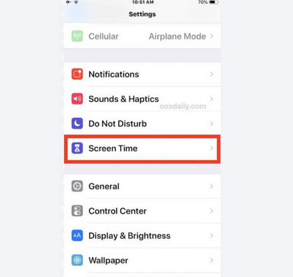 Tap Screen Time Button