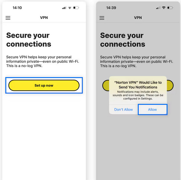 Tap Set Up Now Button