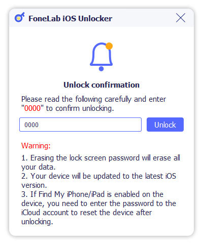 Confirm unlocking the iPhone