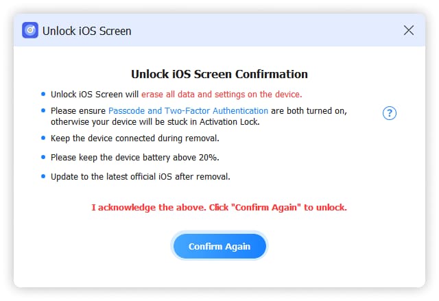 unlock ios screen confirmation again