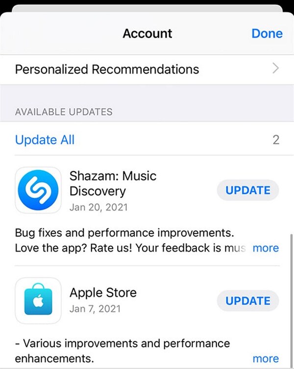 update apps on device correctly
