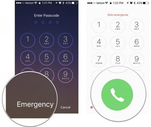 user emergency call erase iphone