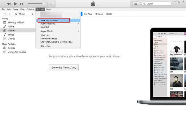 在 iTunes 中查看我的帳戶