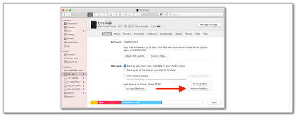 click restore ipad