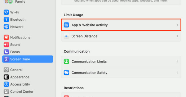 Click Screen Time Button