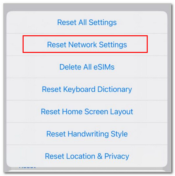 Tap Reset Network Settings Button
