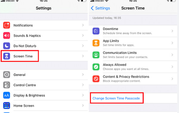 Tap Screen Time Button