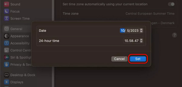 Indstil dato og klokkeslæt på mac